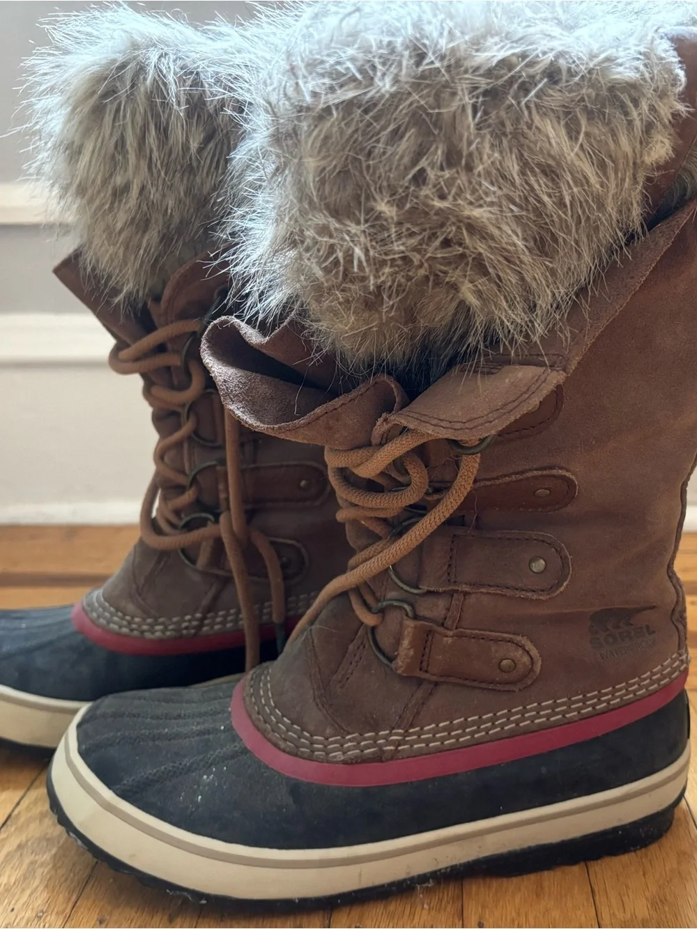 Sorel Joan of Arctic Faux Fur-Trim Lace-Up Winter Boots